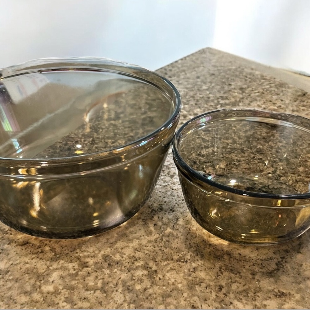Anchor Hocking Vintage Amber Glass Mixing Bowls Set